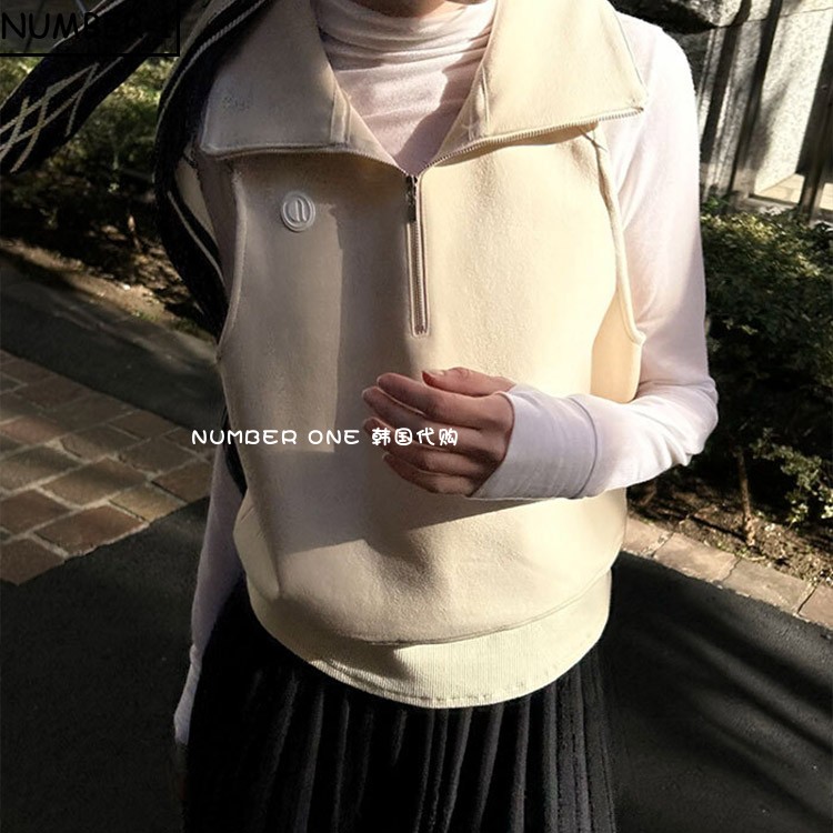 韩国代购ANELL高尔夫球服25年女春时尚百搭叠穿休闲马甲拉链外套