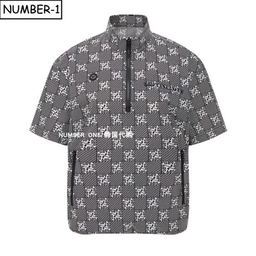 韩国代购pearly gates高尔夫球服26年男女春季徽标半拉链短袖T恤