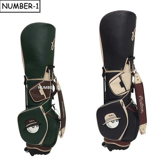 韩国代购malbon高尔夫球包25年男女秋纯色徽标图案拉链站立包球包