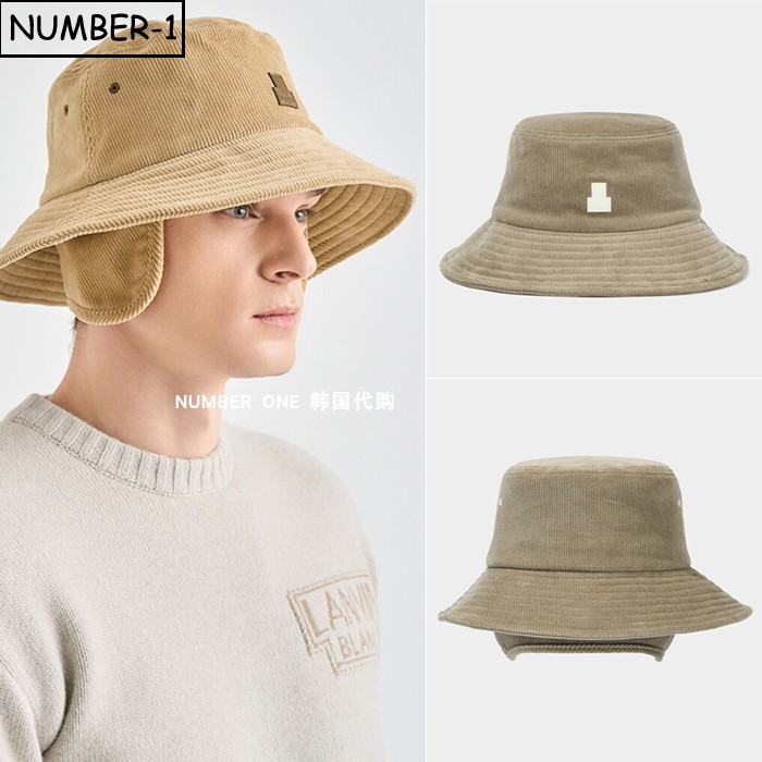 韩国代购高尔夫球帽25年男冬纯色徽标保暖耳罩灯芯绒运动帽休闲帽