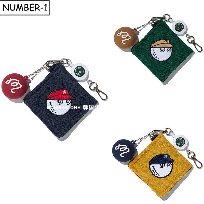 韩国代购malbon高尔夫配饰25年男女秋徽标图案擦球巾毛巾球盒套装