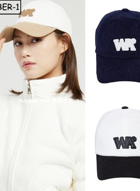 韩国代购w angle高尔夫球帽25年女冬季徽标符号灯芯绒球帽运动帽