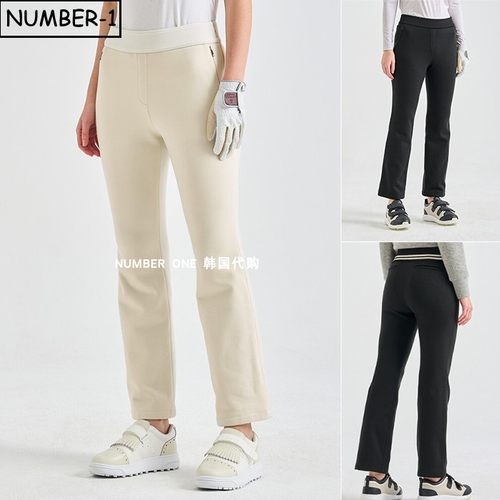 韩国代购高尔夫球服25年女冬纯色徽标符号侧拉链口袋运动裤休闲裤