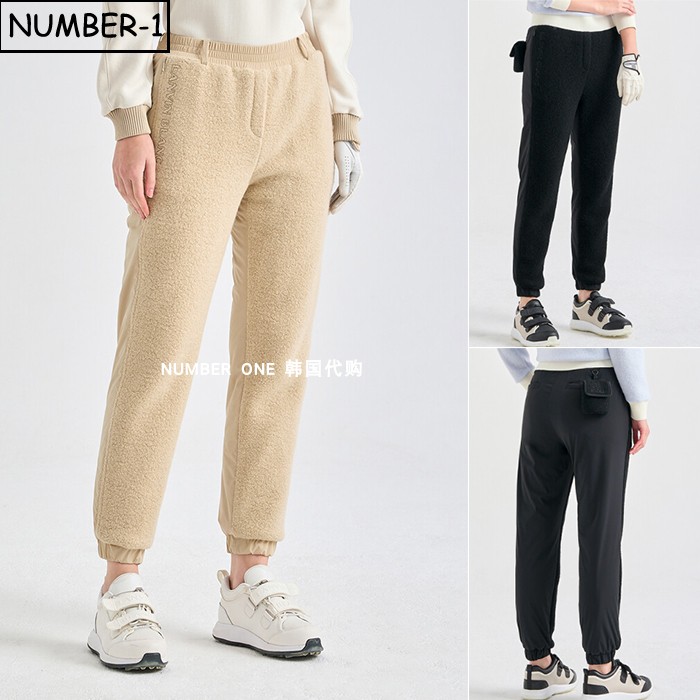 韩国代购高尔夫球服25年女冬徽标可拆卸小袋加垫慢跑裤运动裤长裤