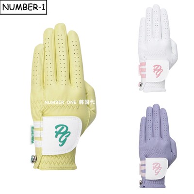 韩国代购pearly gates高尔夫手套26年女春金属微笑徽标羊皮单手套