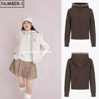 韩国代购southcape高尔夫球服25年女冬拉链口袋连帽保暖针织上衣