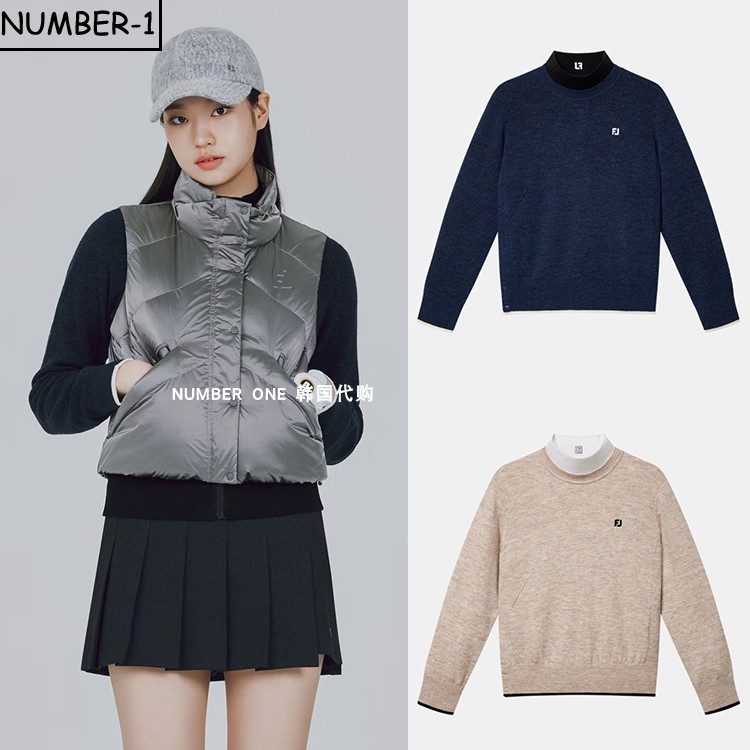 韩国代购FJ高尔夫球服25年女冬时尚双面穿保暖防风长袖上衣