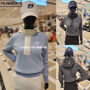 针织上衣 bunny高尔夫球服25年女冬半拉链连帽长袖 韩国代购 master