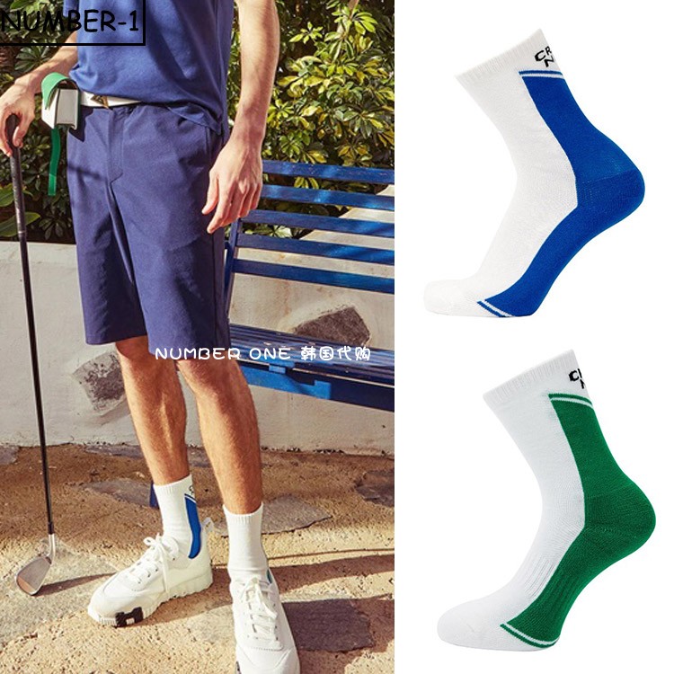 韩国代购CREVE NINE高尔夫球袜23年四季男时尚拼色柔软运动球袜