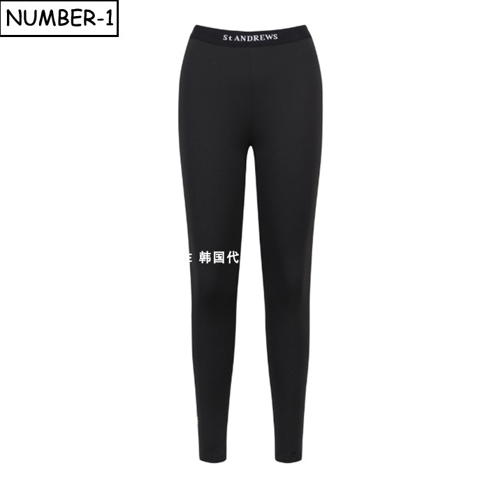 韩国代购st andrews高尔夫球服25年女秋纯色徽标符号紧身裤打底裤