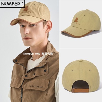 韩国代购LANVIN BLANC高尔夫球帽25年男秋纯色图案休闲帽运动球帽