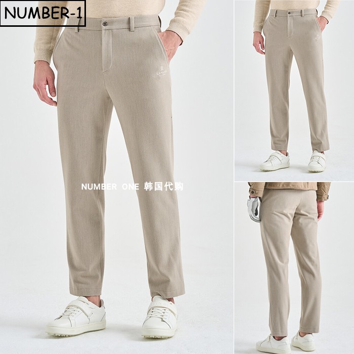 韩国代购高尔夫球服25年男冬季纯色徽标侧口袋抓绒保暖防寒运动裤