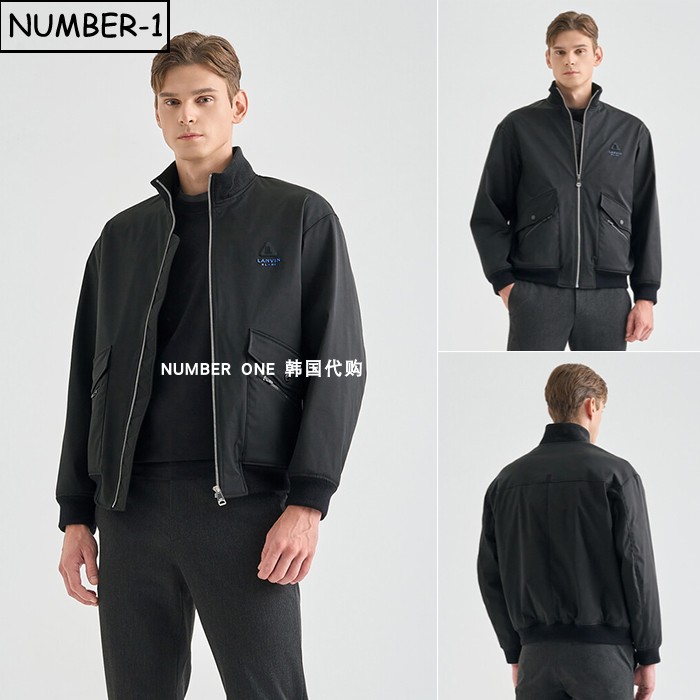 韩国代购高尔夫球服25年男冬纯色徽标符号拉链口袋小高领长袖上衣