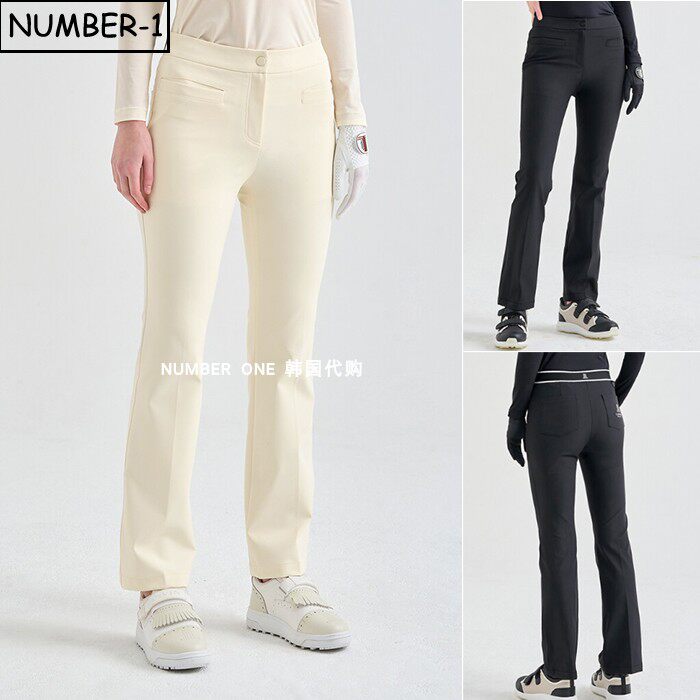 韩国代购高尔夫球服26年女春纯色徽标刺绣口袋修身运动裤休闲长裤