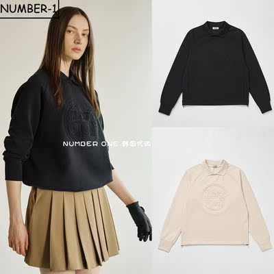 韩国代购MARJE高尔夫球服23年秋季女款简约图案休闲翻领长袖上衣