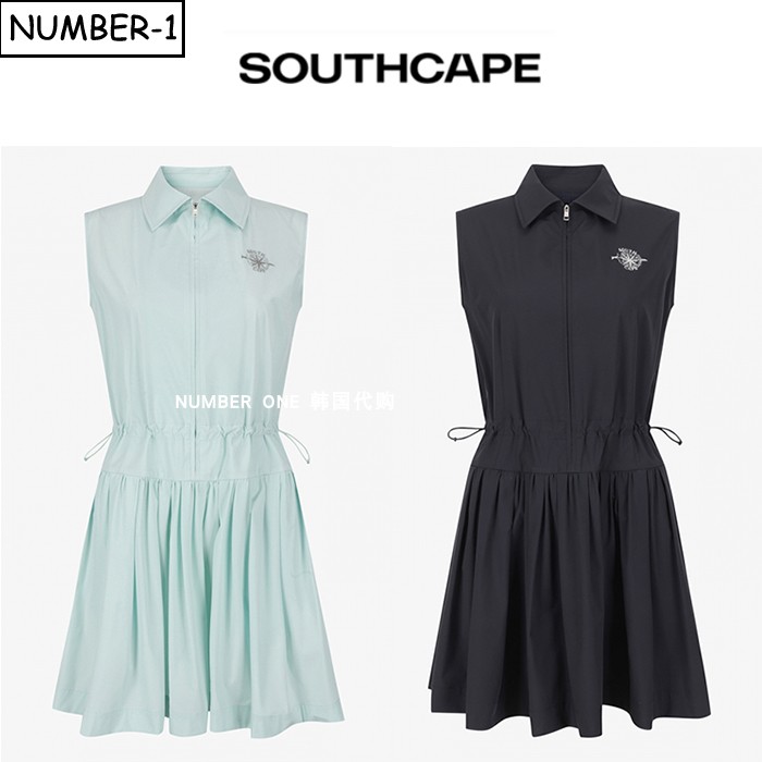 韩国代购southcape高尔夫球服26年女夏季徽标拉链翻领无袖连衣裙