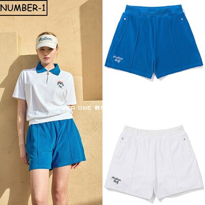 过季折扣韩国代购malbon高尔夫球服24年女夏季纯色毛圈短裤运动裤