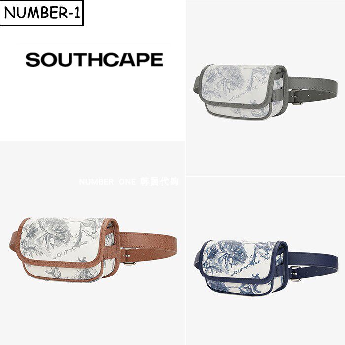 韩国代购southcape高尔夫球包26年女夏徽标花卉印花图案腰包小包