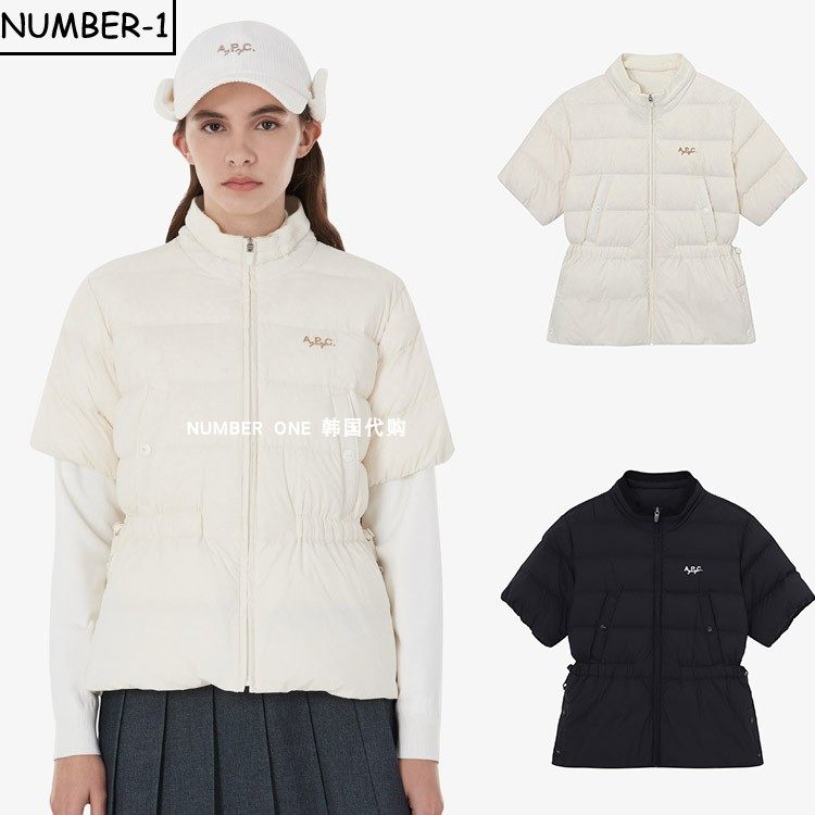韩国代购APC高尔夫球服25年女款冬季纯色保暖防风加厚半袖外套