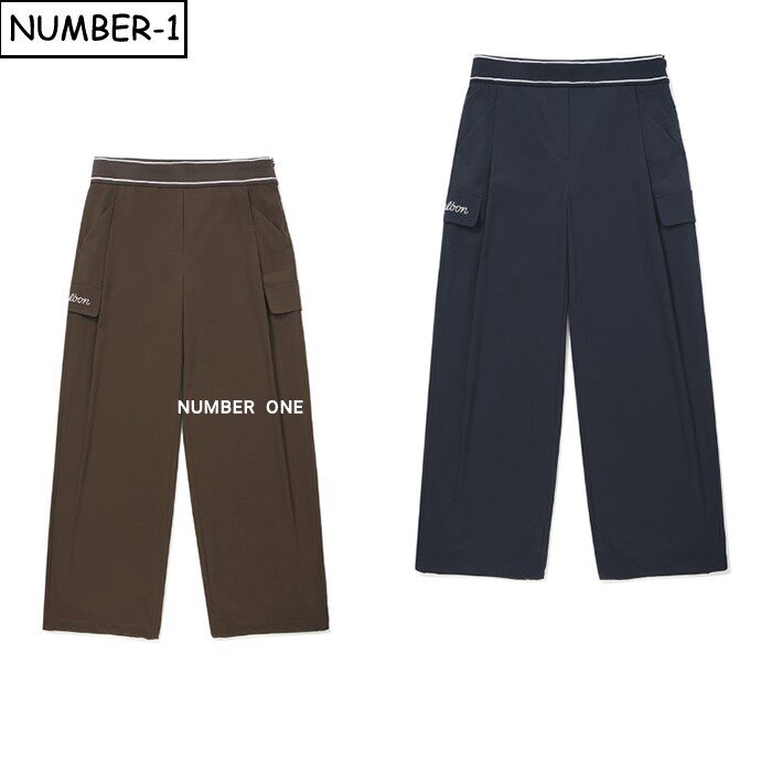 韩国代购malbon高尔夫球服26年女春纯色徽标侧拉链口袋运动裤长裤