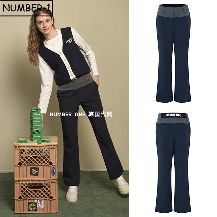 韩国代购double flag高尔夫球服26年女春夏拼色徽标侧口袋运动裤