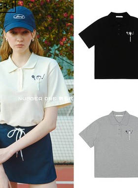 韩国代购pivvee高尔夫球服25年女夏柔软亲肤时尚户外运动半袖T恤