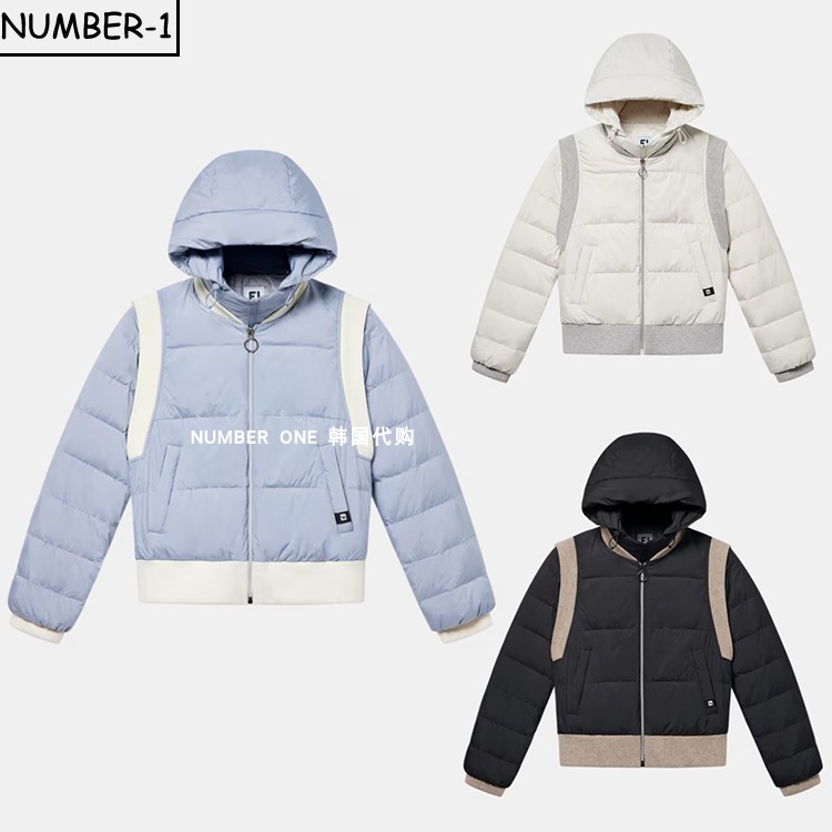 韩国代购FJ高尔夫球服25年女款冬季加厚保暖可拆卸休闲连帽外套