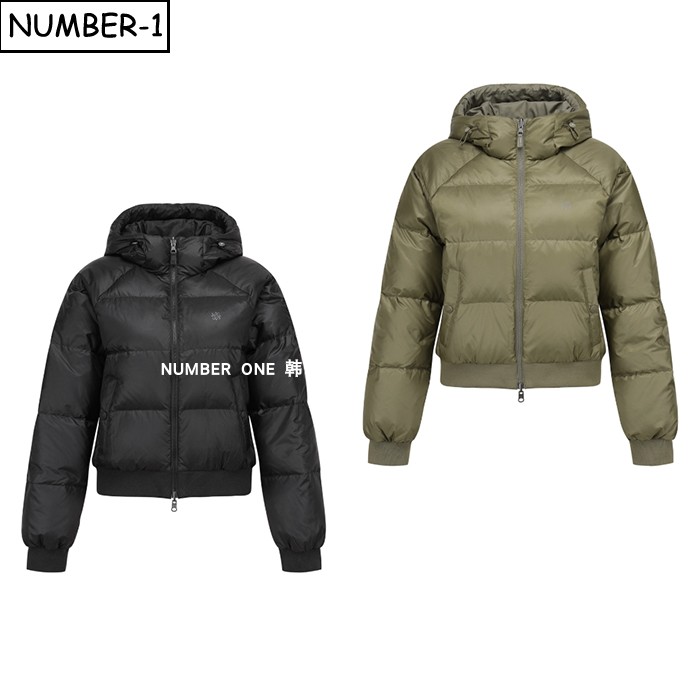 韩国代购st andrews高尔夫球服25年女冬徽标口袋连帽双面鹅绒上衣