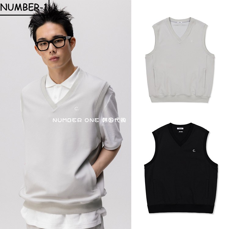 韩国代购CLOVE高尔夫球服24年男春简约纯色柔软轻质休闲V领背心