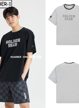 韩国代购golden bear高尔夫球服26年男女夏季徽标图案圆领短袖T恤