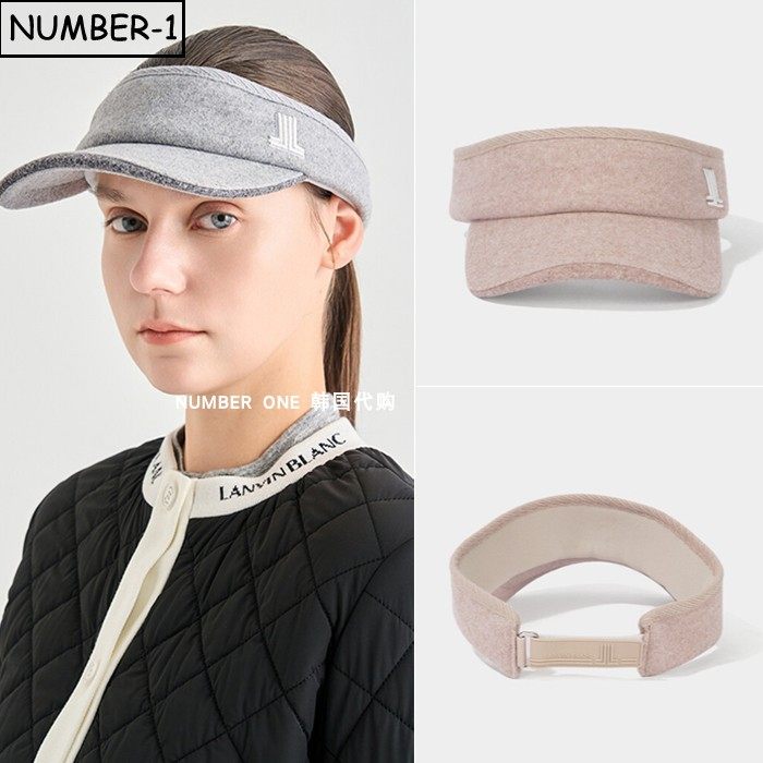 韩国代购高尔夫球帽25年女冬季纯色徽标刺绣抓绒羊毛遮阳板防晒帽