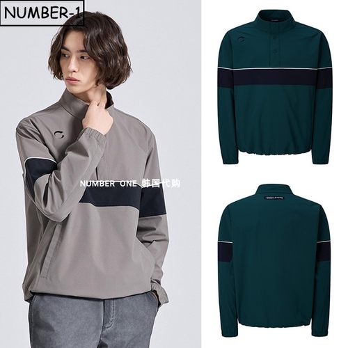 韩国代购challenger高尔夫球服25年男秋冬半纽扣小高领长袖套头衫