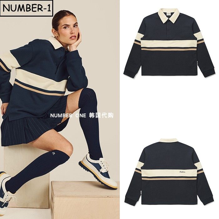 韩国代购malbon高尔夫球服26年女春徽标半纽扣翻领长袖polo衫上衣,运动服/休闲服装,高尔夫球服,淘宝优惠券,粉丝福利购,淘宝优惠卷