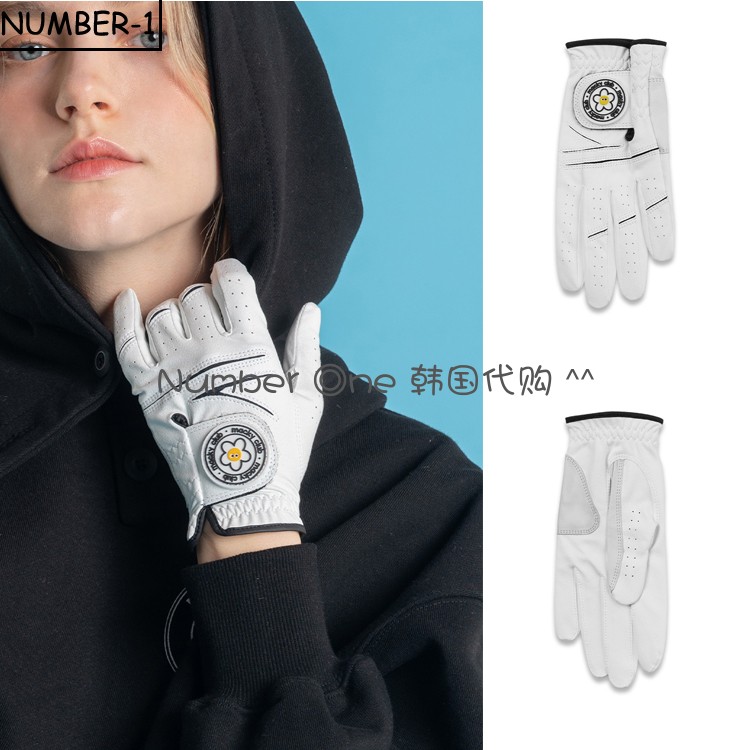 韩国代购macky高尔夫手套23年女夏圆形贴片徽标图案手套golf手套
