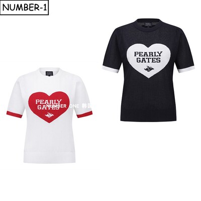 韩国代购pearly gates高尔夫球服26年女夏徽标圆领短袖T恤针织衫