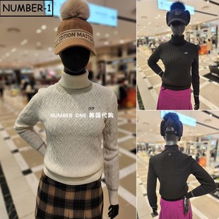 针织上衣 bunny高尔夫球服25年女冬徽标小高领长袖 韩国代购 master