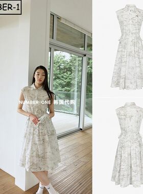 韩国代购southcape高尔夫球服26年女夏季徽标拉链翻领无袖连衣裙