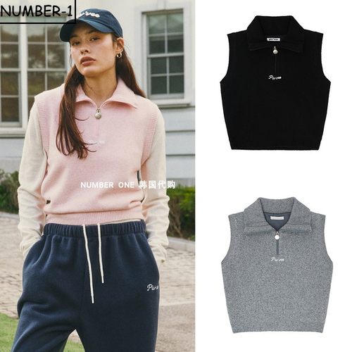 韩国代购pivvee高尔夫球服25年女款秋冬加厚保暖防风叠穿马甲上衣