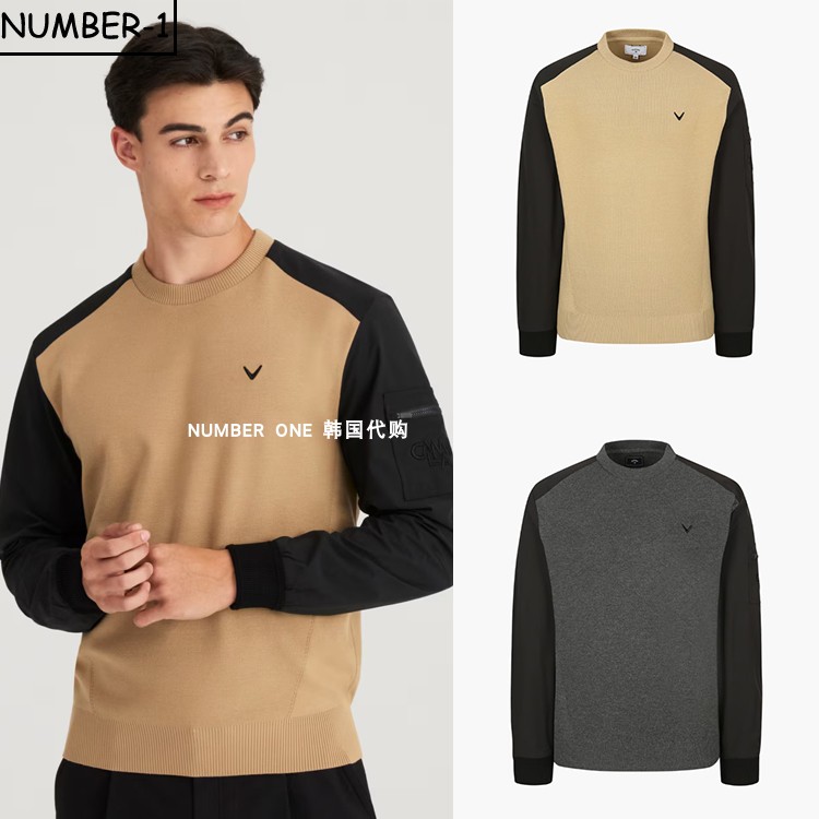 韩国代购CALLAWAY高尔夫球服25年男冬季柔软保暖休闲圆领长袖上衣