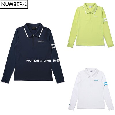 韩国代购malbon高尔夫球服25年女夏季徽标半拉链翻领凉感长袖T恤