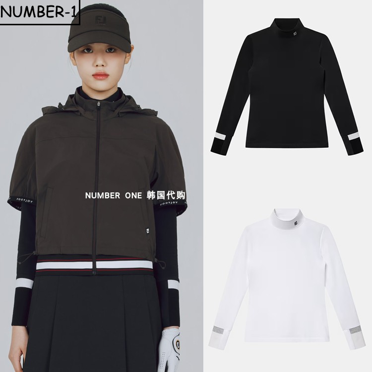 韩国代购FJ高尔夫球服25年女款冬季简约纯色保暖亲肤打底长袖上衣