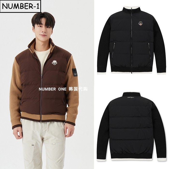 韩国代购golden bear高尔夫球服25年男冬拉链口袋小高领羽绒上衣