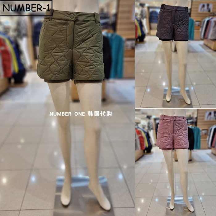 韩国代购pearly gates高尔夫球服25年女冬徽标侧口袋绗缝衬垫短裤