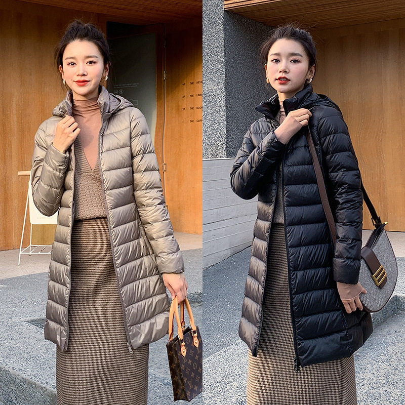 2025年秋冬中长款时尚修身羽绒服 女士薄款羽绒防水青年妈妈外套