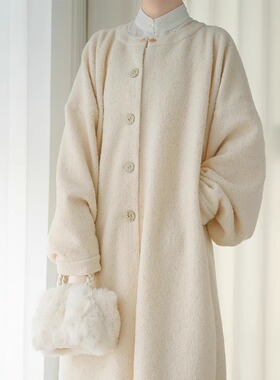 明制早春对襟羊毛长袄华冕汉家原创汉服保暖日常通勤汉元素长大衣