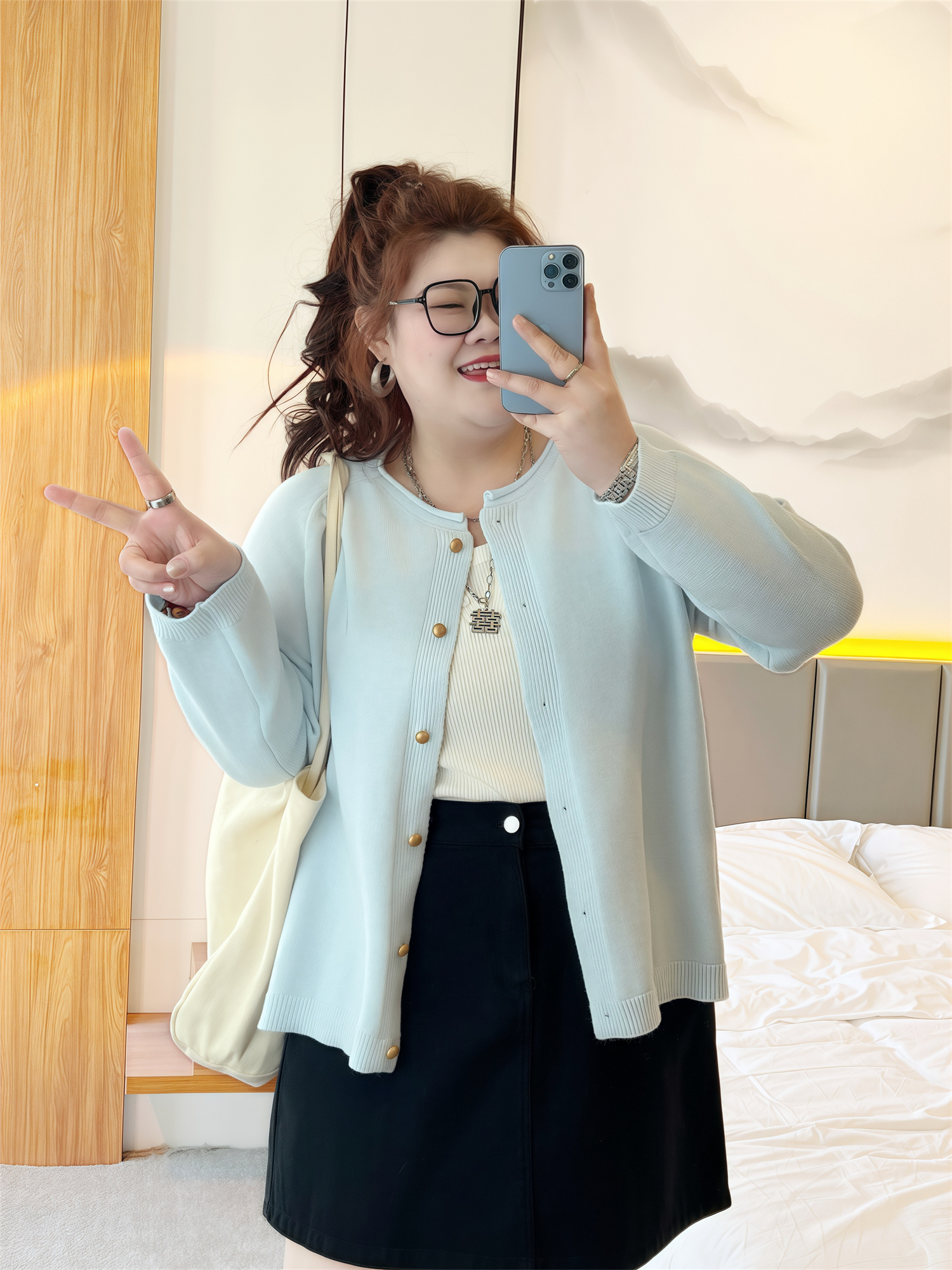 110kg Plus Size Women's Early Spring Knitted Cardigan Sweater New Versatile Jacket Knitwear for Plus Size Women