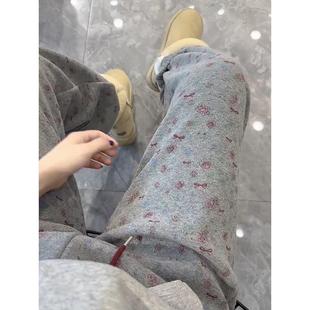 欧洲站2025秋冬新款时尚百搭松紧腰加绒卫裤女宽松显瘦休闲束脚裤