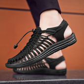 新款 编织罗马凉鞋 男士 韩版 2025夏季 洞洞休闲沙滩鞋 凉鞋 潮流凉拖鞋