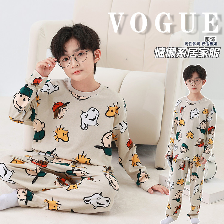 儿童装男童睡衣冬季家居服加绒大童男孩加厚秋冬款珊瑚绒法兰绒潮
