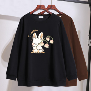 女装 加肥加大码 200斤遮肚显瘦上衣 新款 胖mm宽松洋气卫衣2025秋装